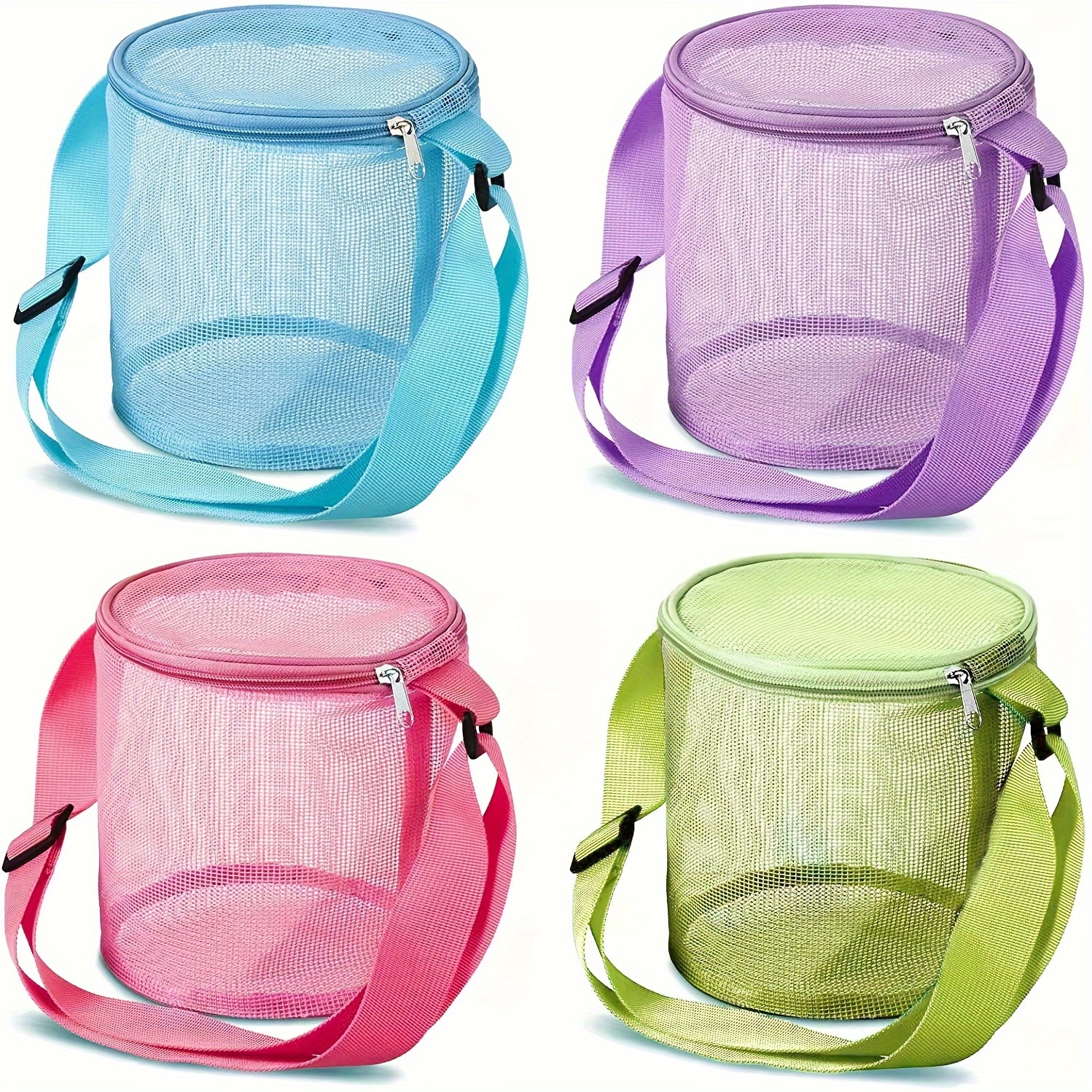 Kids Zipper Toys - Colorful Beach Toys Mesh Beach Bag