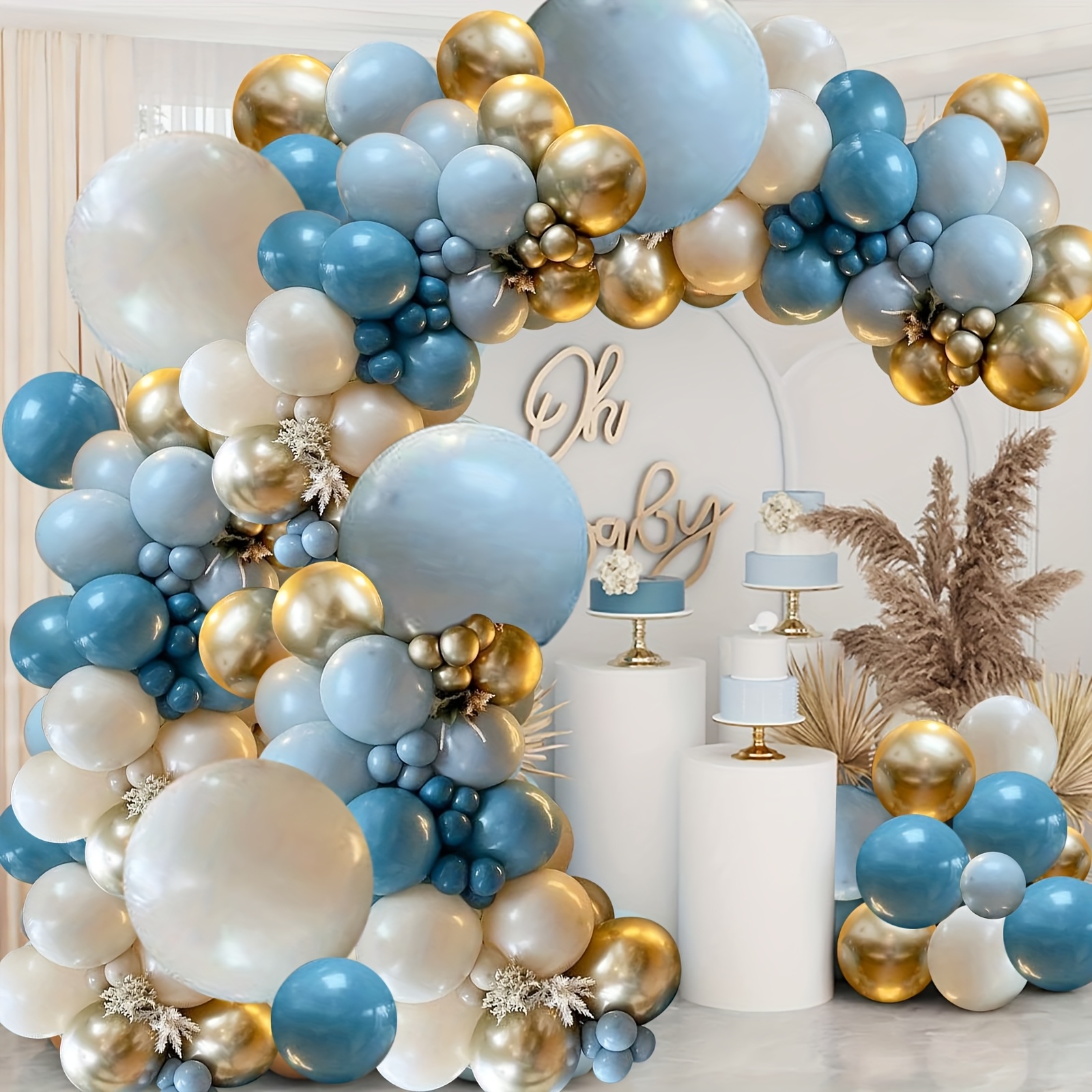 Water Balloon Set - 136pcs Pastel Dusty Blue Balloons Garland